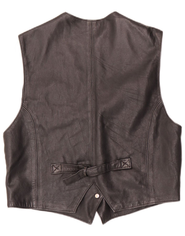 Joy Womens Leather Waistcoat IT 44 Medium Black