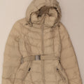 BENETTON Womens Hooded Padded Jacket IT 44 Medium Beige Polyamide Vintage Benetton and Second-Hand Benetton from Messina Hembry 