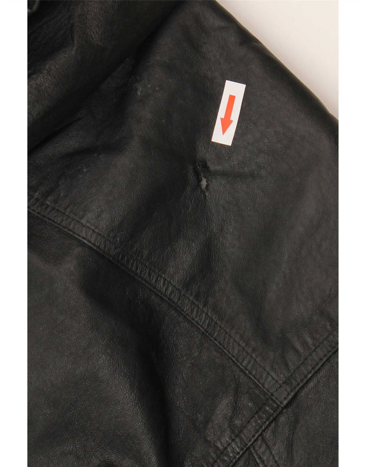Vintage Mens Hooded Leather Jacket UK 38 Medium Black