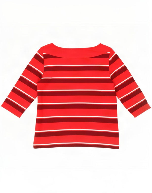Marks & Spencer Womens Classic Top 3/4 Sleeve UK 10 Small Red Striped