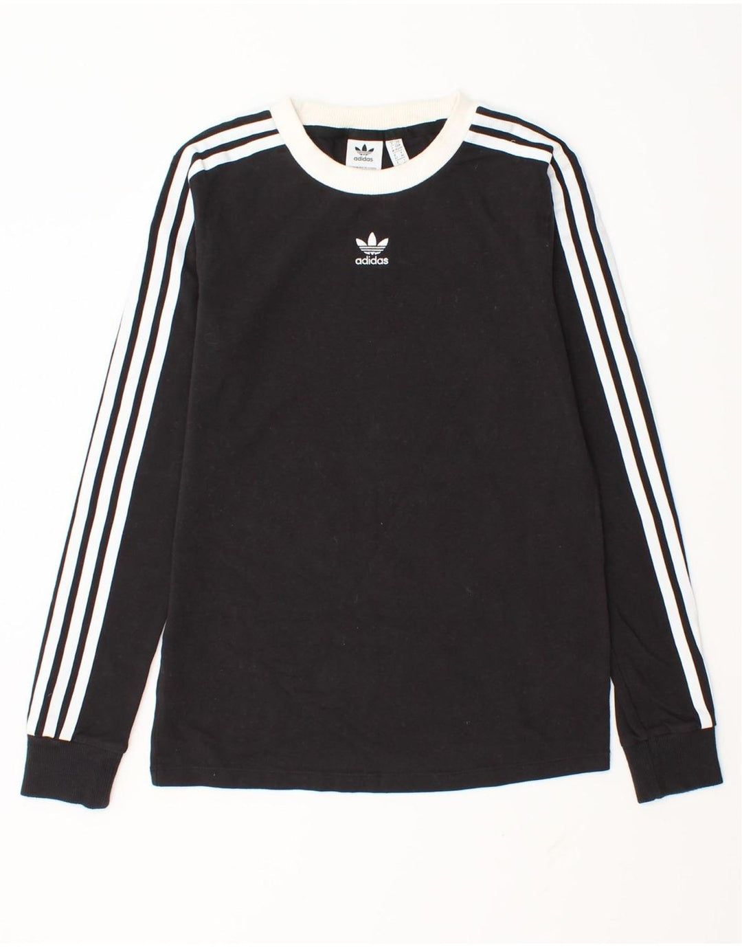 Adidas Womens Top Long Sleeve UK 6 XS Black Cotton