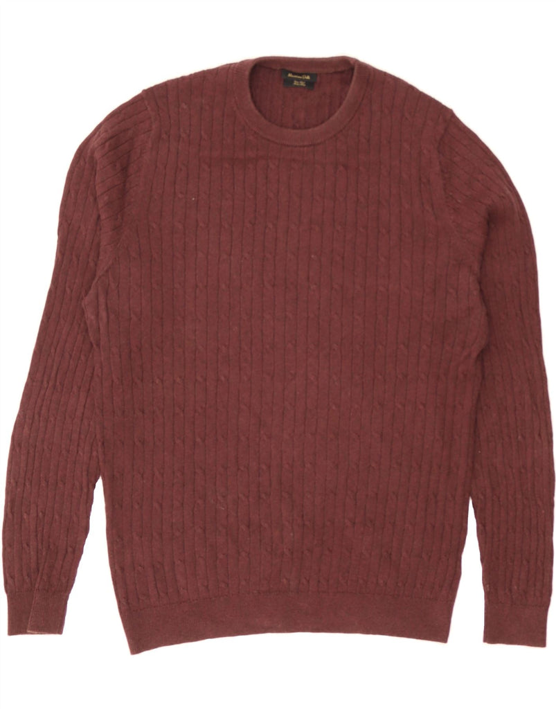 MASSIMO DUTTI Mens Crew Neck Jumper Sweater Medium Maroon Cotton Vintage Massimo Dutti and Second-Hand Massimo Dutti from Messina Hembry 