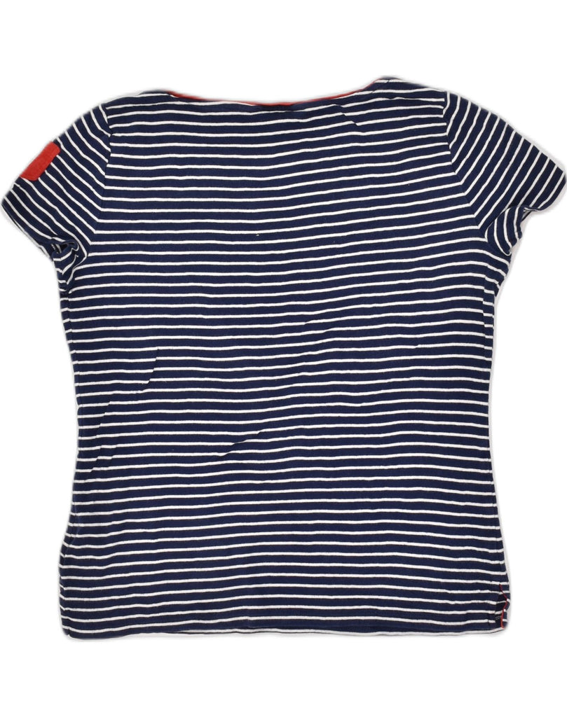 RALPH LAUREN Womens T-Shirt Top UK 14 Large Navy Blue Striped Cotton | Vintage Ralph Lauren | Thrift | Second-Hand Ralph Lauren | Used Clothing | Messina Hembry 