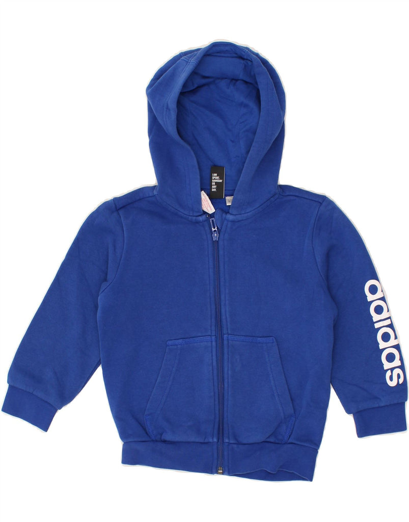 ADIDAS Boys Graphic Zip Hoodie Sweater 4-5 Years Blue | Vintage Adidas | Thrift | Second-Hand Adidas | Used Clothing | Messina Hembry 