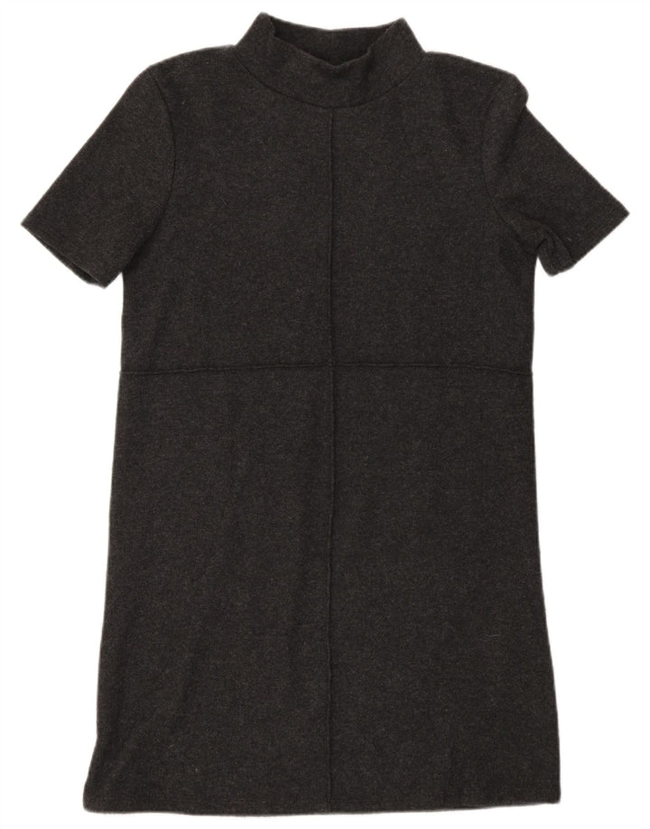 Zara Womens Short Sleeves Jumper Dress UK 10 Small Grey Polyester