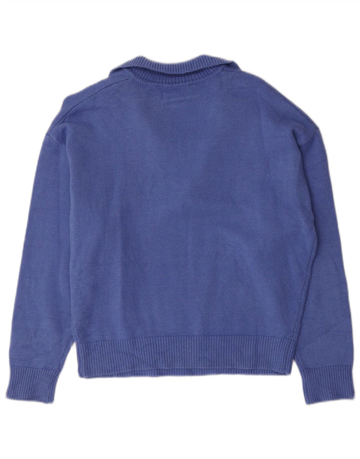 Zara Womens Polo Neck Jumper Sweater UK 14 Medium Blue Viscose