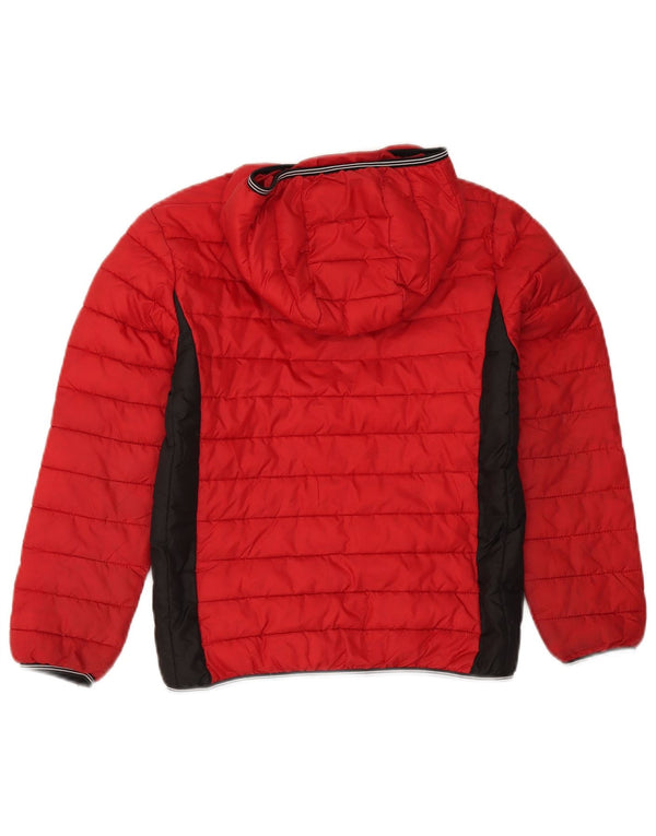 Diesel Boys Hooded Padded Jacket 9-10 Years Red Colourblock Polyester