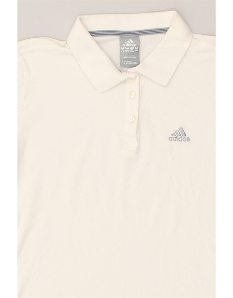 ADIDAS Womens Polo Shirt UK 12 Medium White Cotton | Vintage Adidas | Thrift | Second-Hand Adidas | Used Clothing | Messina Hembry 