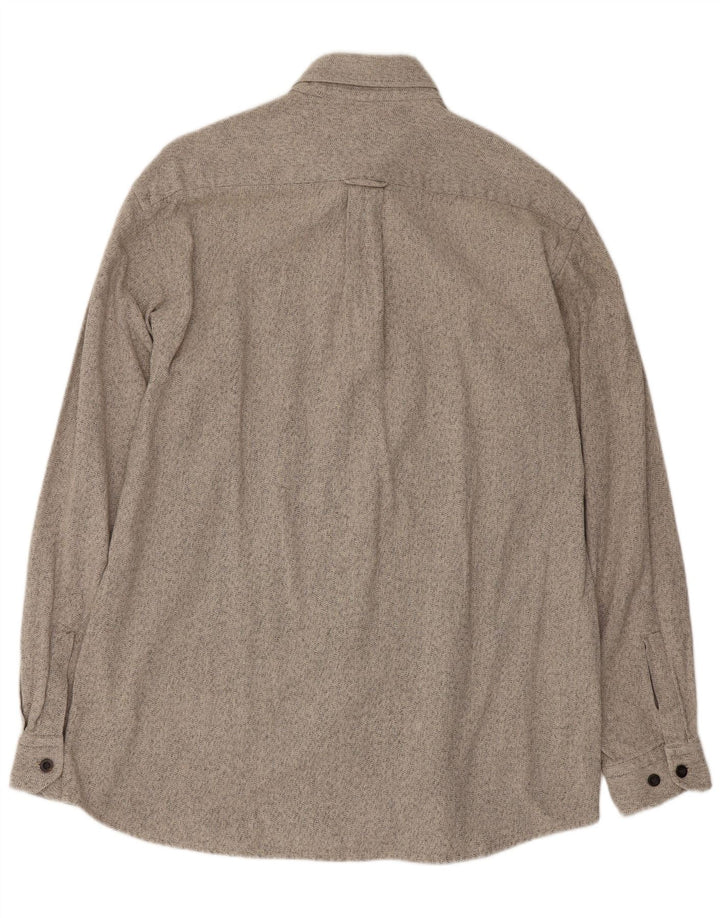 Hugo Boss Mens Flannel Shirt Large Grey Flecked Cotton
