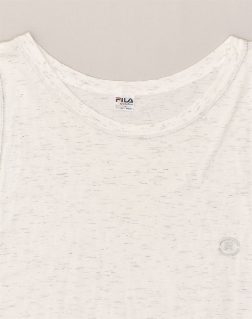 FILA Womens Vest Top UK 20 2XL White Flecked Cotton | Vintage Fila | Thrift | Second-Hand Fila | Used Clothing | Messina Hembry 