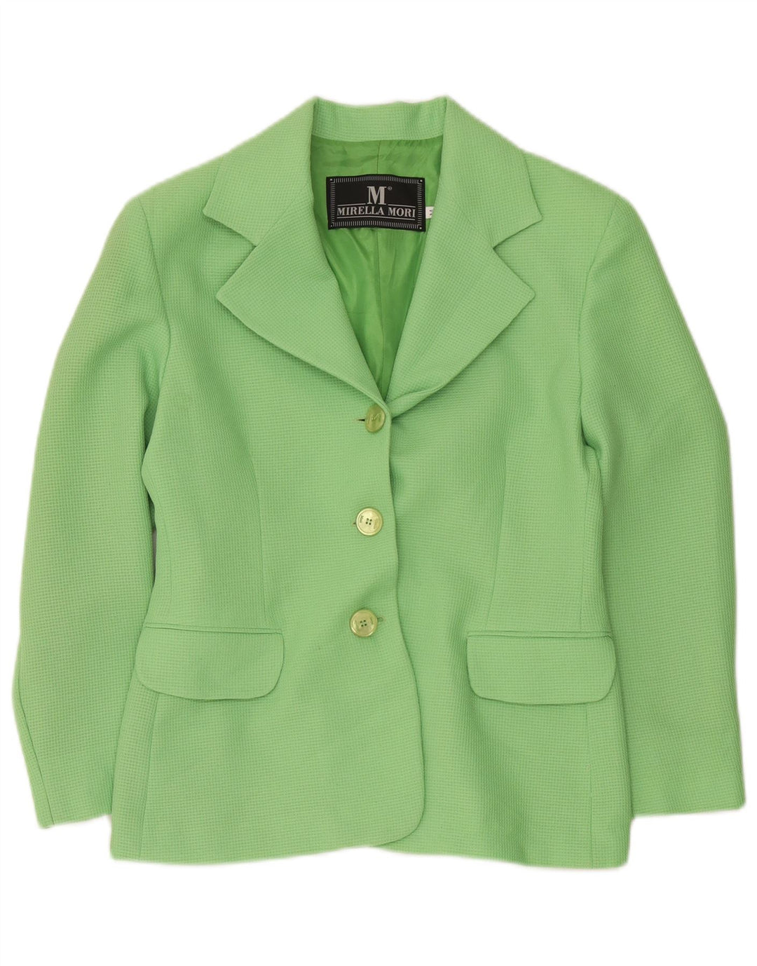 Mirella Mori Womens 3 Button Blazer Jacket UK 14 Medium Green Cotton