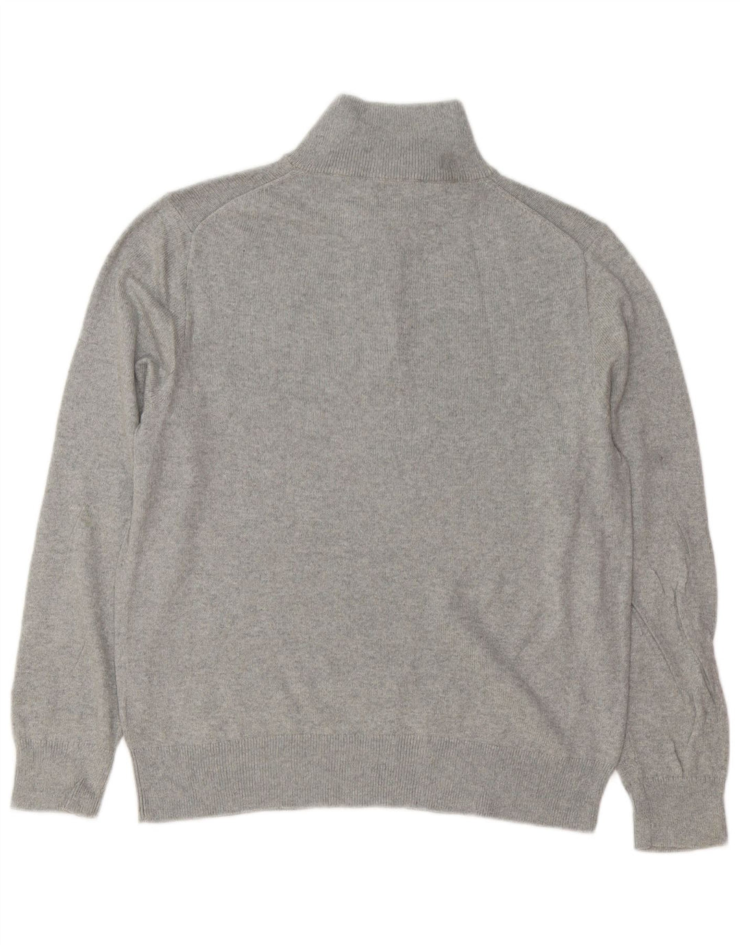 J. CREW Mens Zip Neck Jumper Sweater Large Grey Cotton
