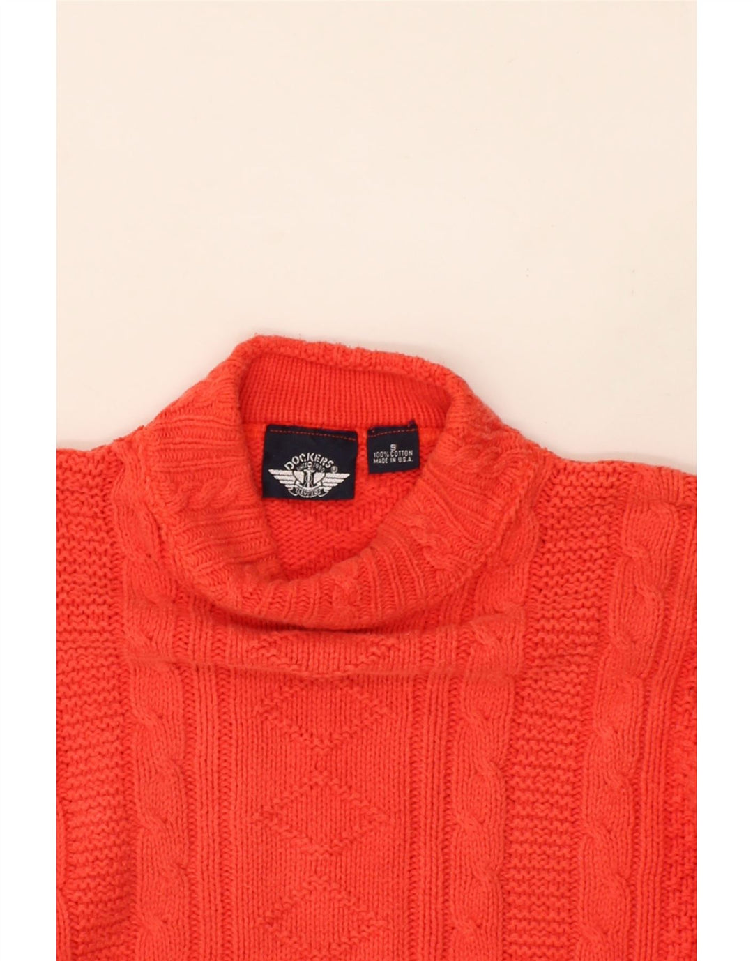 DOCKERS Womens Oversized Turtle Neck Jumper Sweater UK 10 Small Red Cotton Vintage Dockers and Second-Hand Dockers from Messina Hembry 