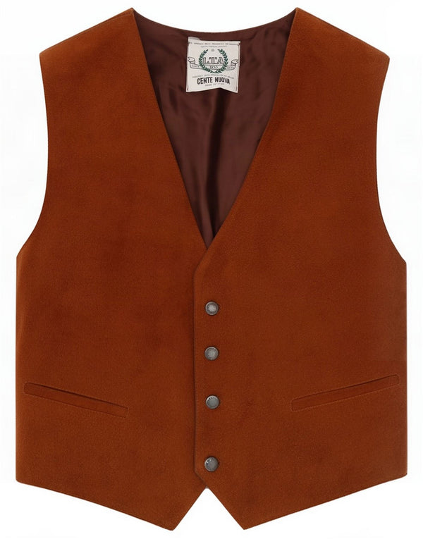 Vintage Mens Suede Waistcoat Medium Brown