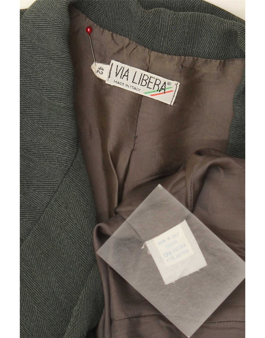 Vintage Womens Double Breasted Blazer Jacket IT 42 Medium Green Herringbone