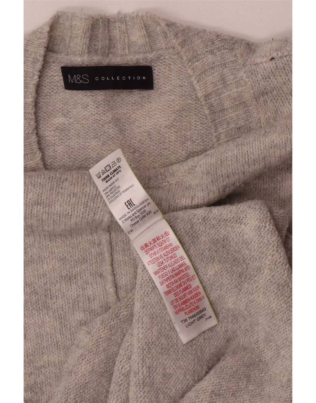 Marks & Spencer Womens Crew Neck Jumper Sweater UK 14 Medium Grey Acrylic
