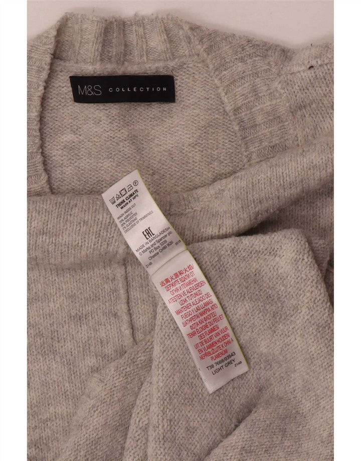 Marks & Spencer Womens Crew Neck Jumper Sweater UK 14 Medium Grey Acrylic