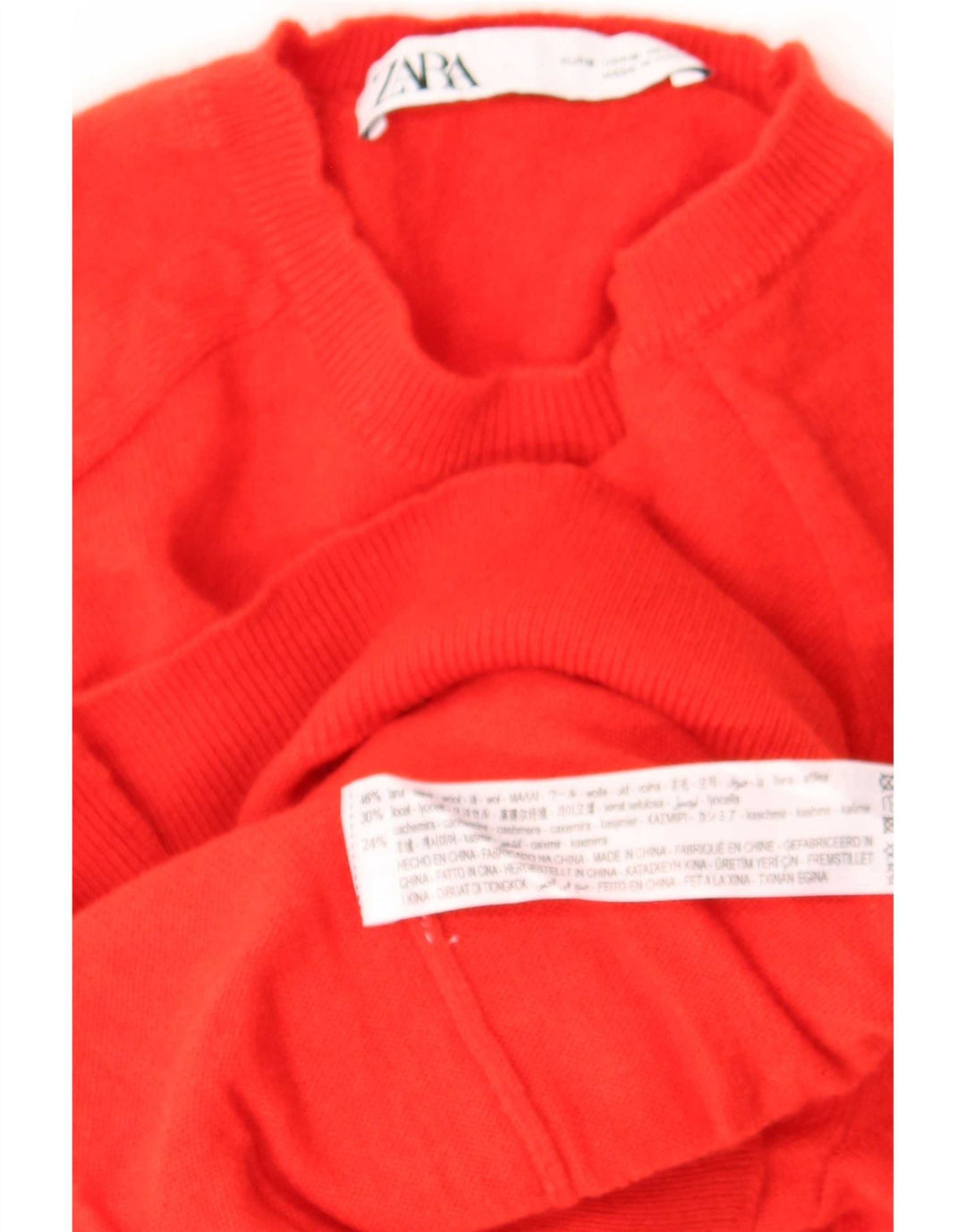 Zara Womens Crew Neck Jumper Sweater UK 10 Small Red Wool