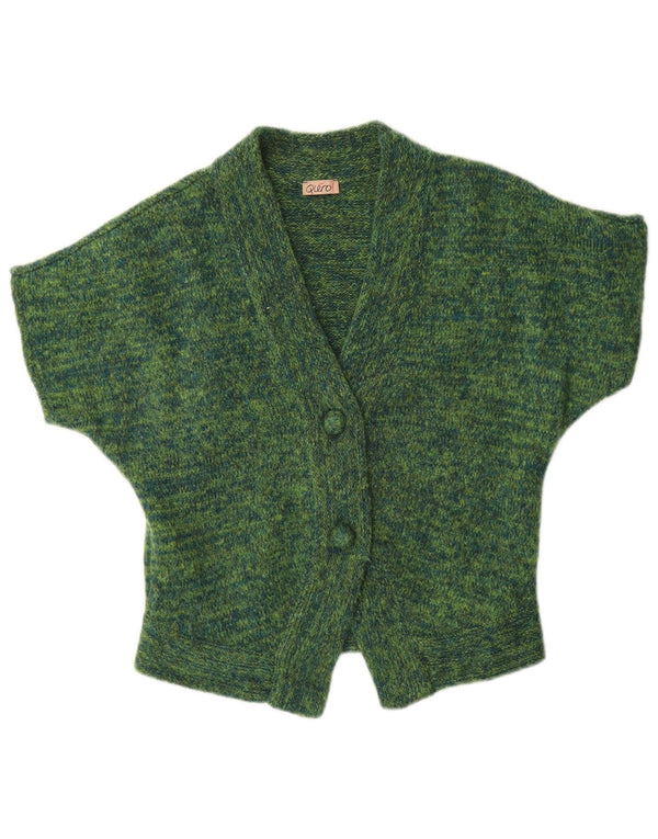 Qiero Womens Short Sleeve Cardigan Sweater IT 40 Small Green Flecked