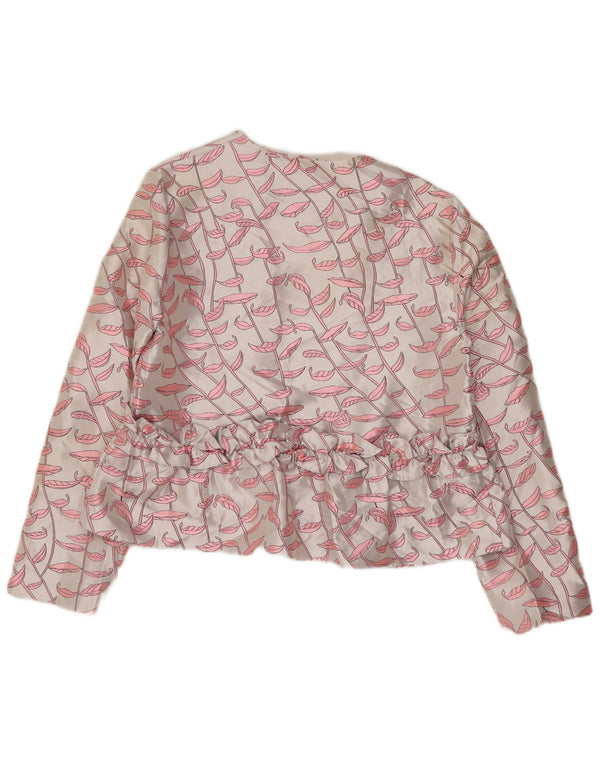 Topshop Womens Crop Abstract Pattern Shirt Blouse UK 10 Small White