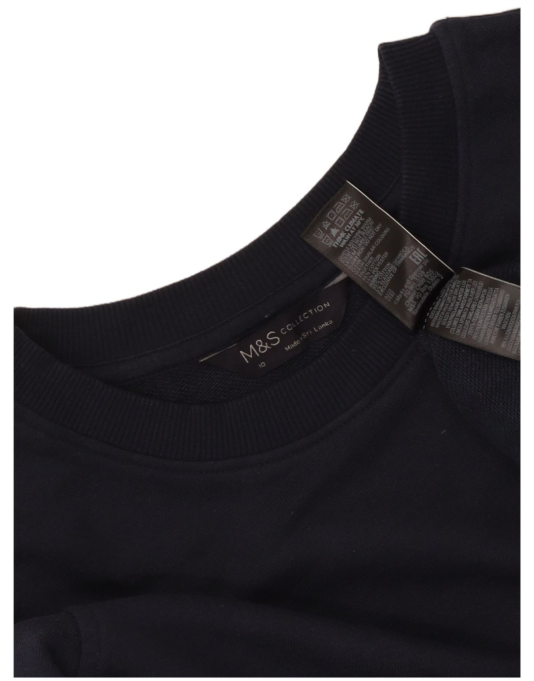 Marks & Spencer Womens Sweatshirt Jumper UK 10 Small Navy Blue Cotton