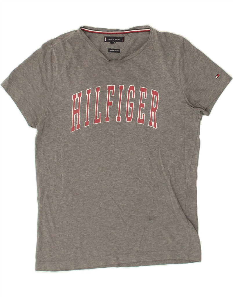 TOMMY HILFIGER Mens Graphic T-Shirt Top Small Grey Flecked Cotton | Vintage Tommy Hilfiger | Thrift | Second-Hand Tommy Hilfiger | Used Clothing | Messina Hembry 