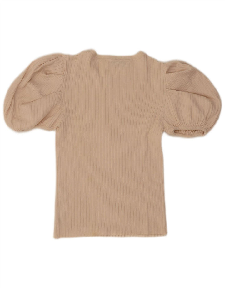Zara Womens Crop Blouse Top UK 12 Medium Off White Viscose