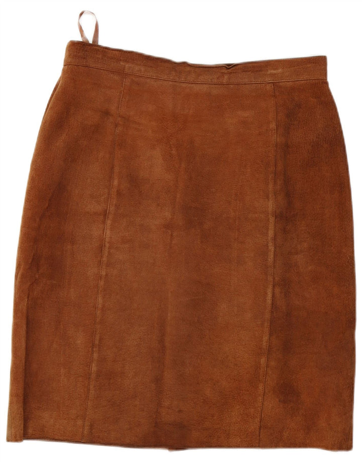 VIVIEN CARON Womens Suede Skirt IT 44 Medium W32 Brown Leather