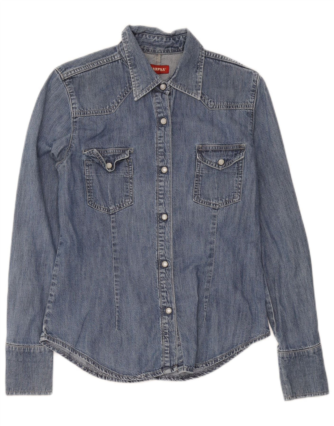 Carrera Womens Denim Shirt UK 12 Medium Blue Cotton