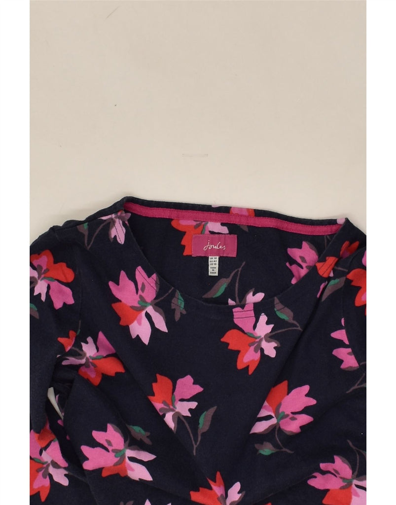 JOULES Womens Top 3/4 Sleeve UK 14 Large  Navy Blue Floral Cotton | Vintage Joules | Thrift | Second-Hand Joules | Used Clothing | Messina Hembry 