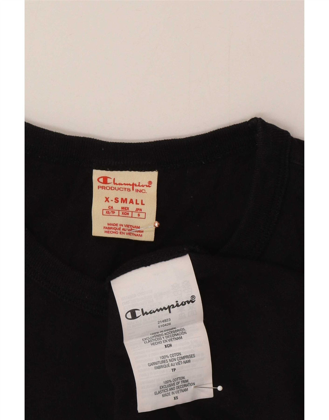 Champion Mens Top Long Sleeve XS Black Cotton