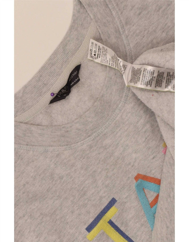 Marks & Spencer Womens Graphic Sweatshirt Jumper UK 16 Large Grey Cotton