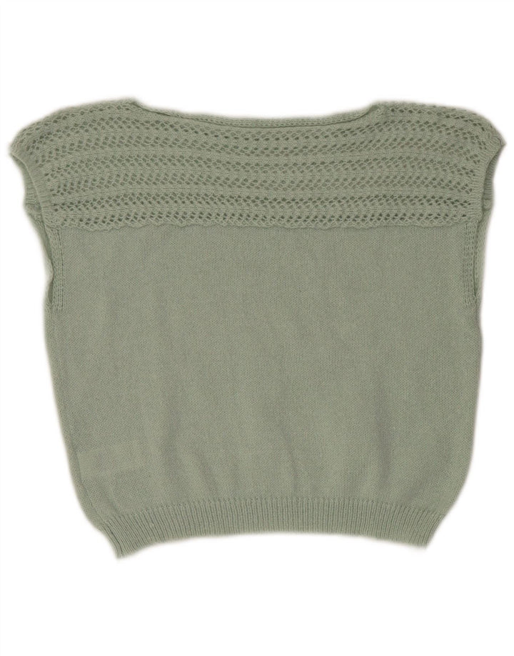 Shein Womens Crop Vest Tank Top UK 14 Medium Green Polyester