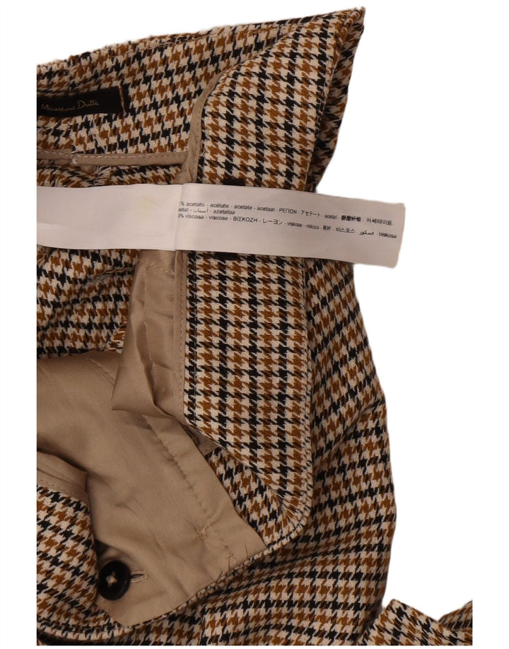 Massimo Dutti Womens Chino Trousers EU 42 Large W32 L32 Brown Houndstooth