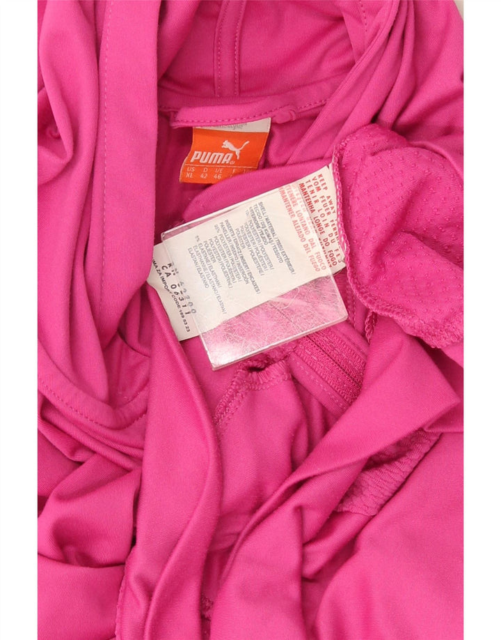 Puma Womens Zip Hoodie Sweater UK 16 Large Pink Polyester