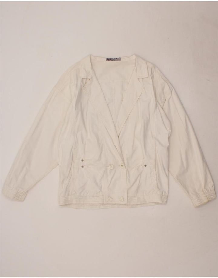 VINTAGE Womens Bomber Jacket One Size White Cotton Vintage Vintage and Second-Hand Vintage from Messina Hembry 