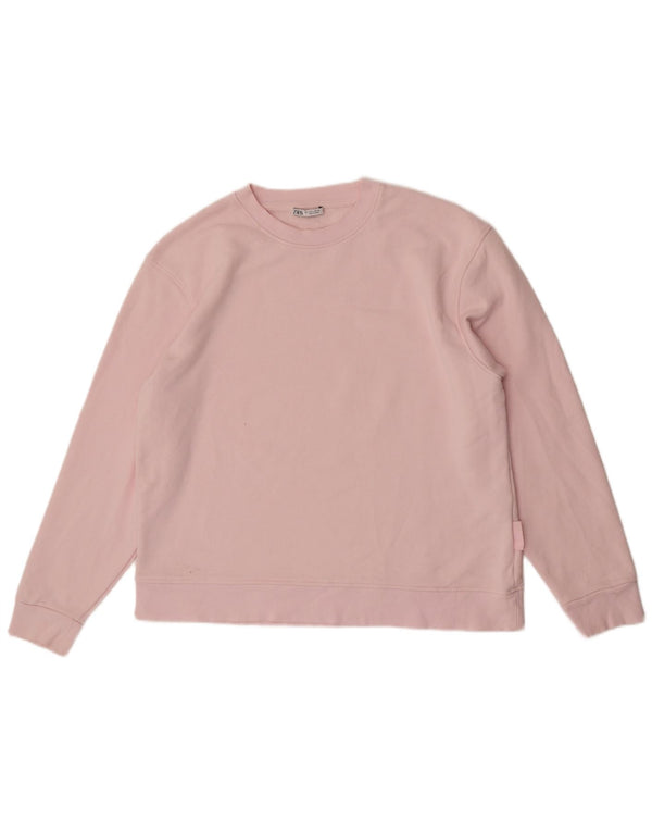 Zara Womens Oversized Sweatshirt Jumper UK 16 Large Pink Cotton