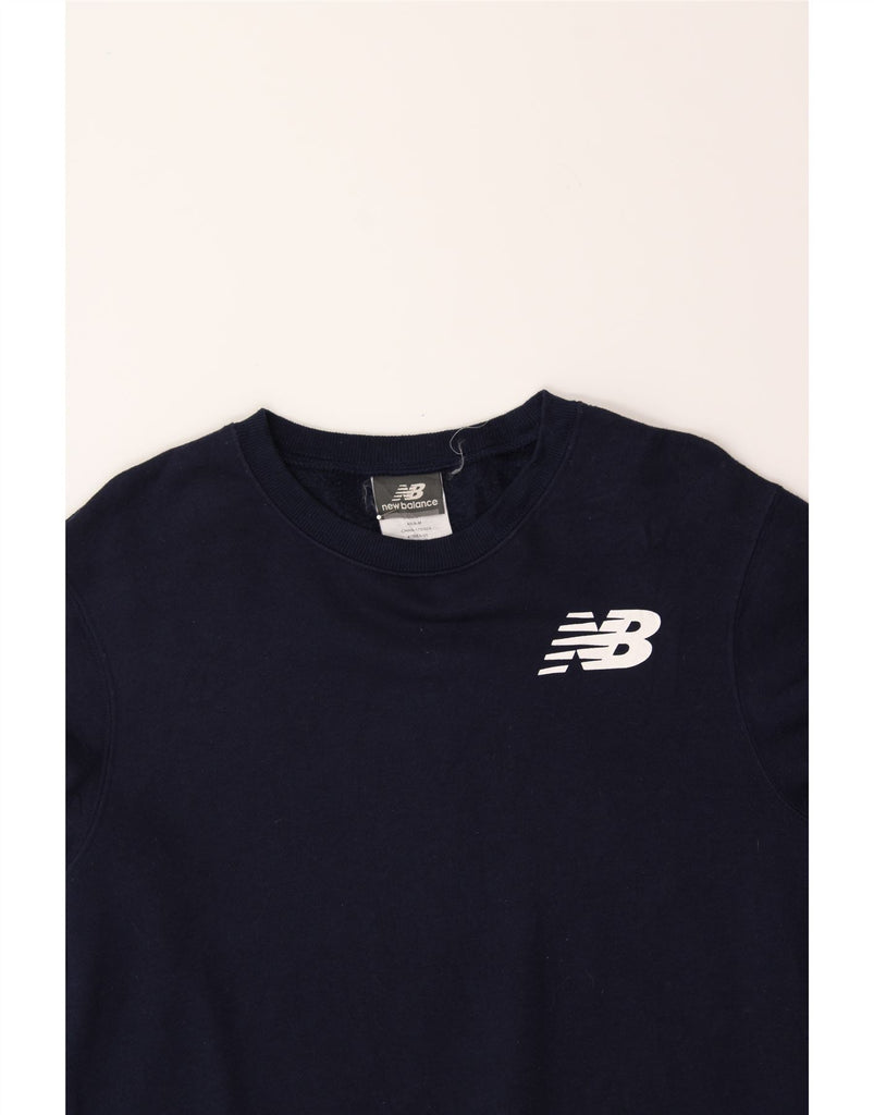 NEW BALANCE Mens Sweatshirt Jumper Small Navy Blue Cotton Vintage New Balance and Second-Hand New Balance from Messina Hembry 