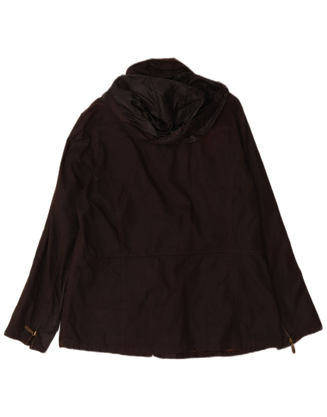 Barbour Womens Hooded Waxed Cotton Jacket UK 14 Large Brown