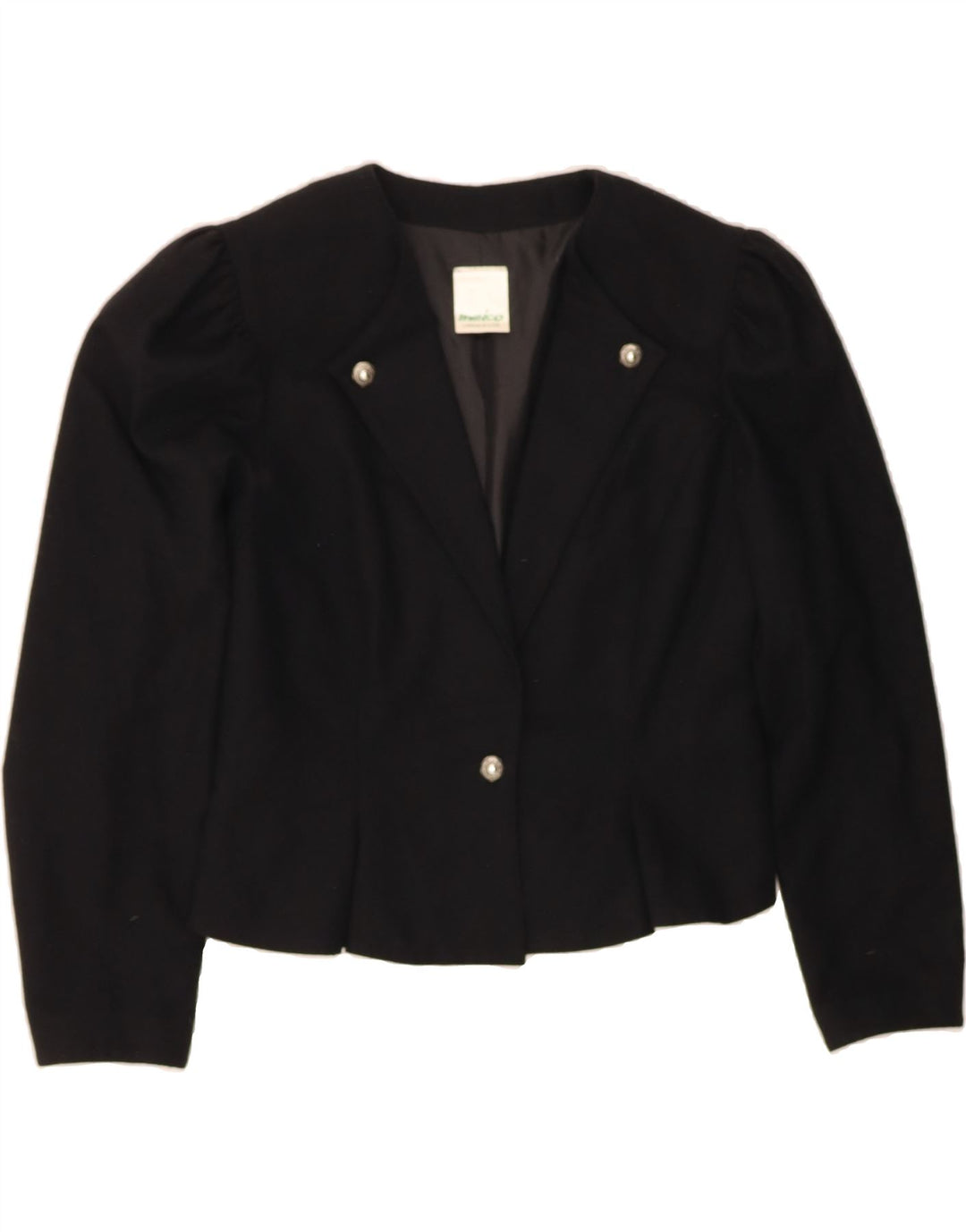 MEICO Womens 1 Button Blazer Jacket EU 40 Medium Black Polyester Vintage Meico and Second-Hand Meico from Messina Hembry 
