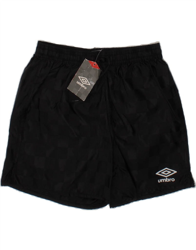 UMBRO Boys Sport Shorts 9-10 Years Small Black Geometric Nylon Vintage Umbro and Second-Hand Umbro from Messina Hembry 