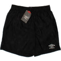 UMBRO Boys Sport Shorts 9-10 Years Small Black Geometric Nylon Vintage Umbro and Second-Hand Umbro from Messina Hembry 