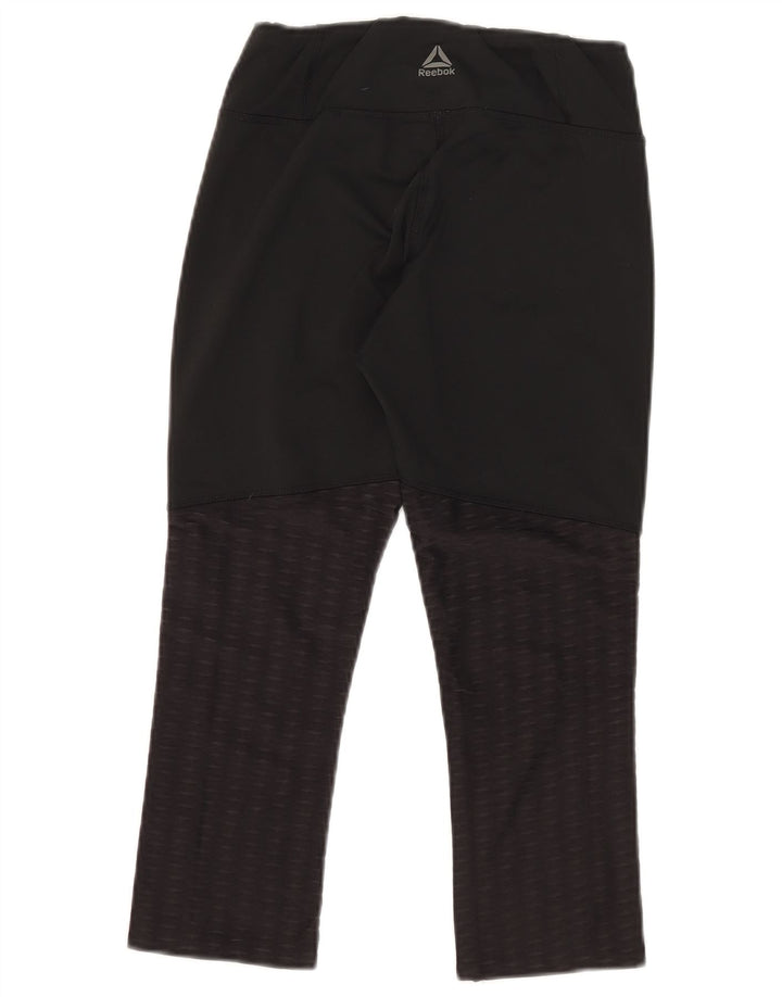 Reebok Womens Speedwick Capri Leggings UK 8/10 Small Black Spotted