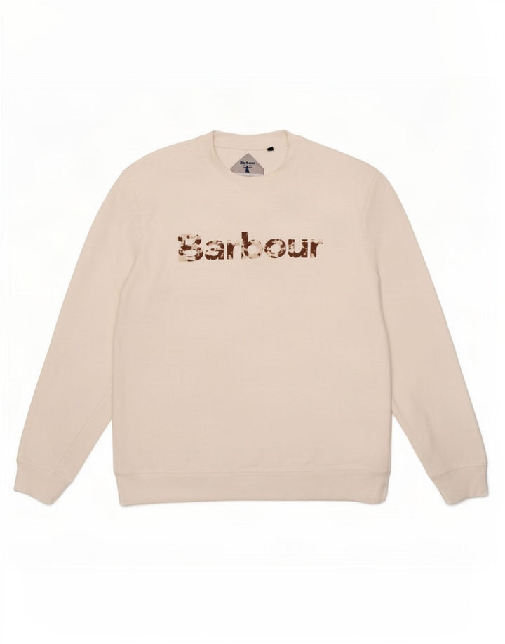 Barbour Mens Graphic Sweatshirt Jumper Medium White Cotton