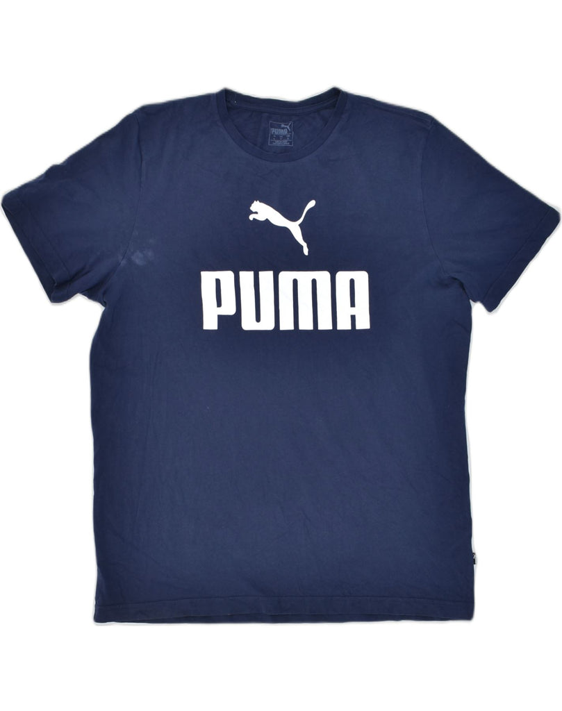 PUMA Mens Graphic T-Shirt Top XL Navy Blue Cotton | Vintage | Thrift | Second-Hand | Used Clothing | Messina Hembry 