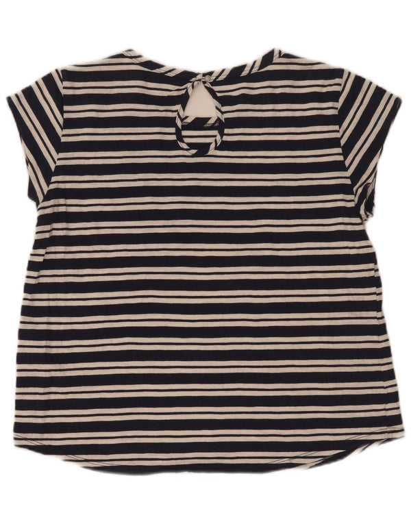 Nautica Womens T-Shirt Top UK 14 Medium Navy Blue Striped Cotton