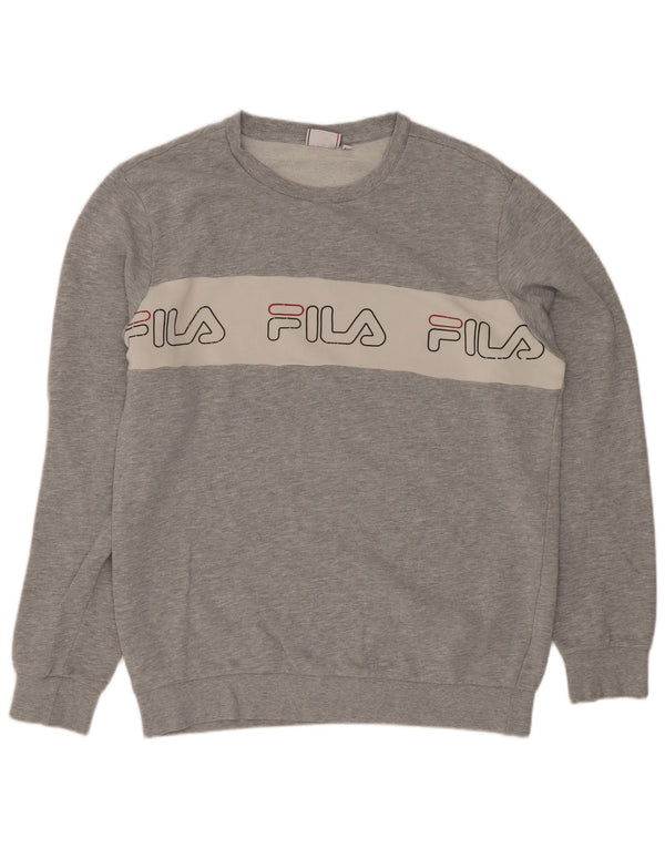 Fila Mens Graphic Sweatshirt Jumper Large Grey Colourblock Cotton