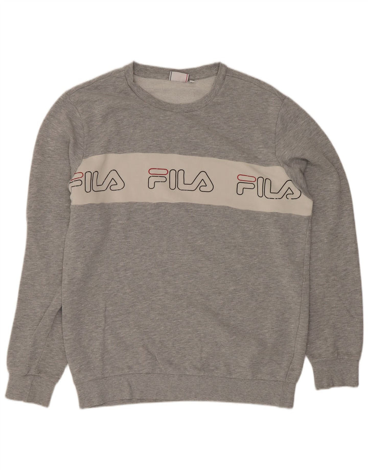 Fila Mens Graphic Sweatshirt Jumper Large Grey Colourblock Cotton