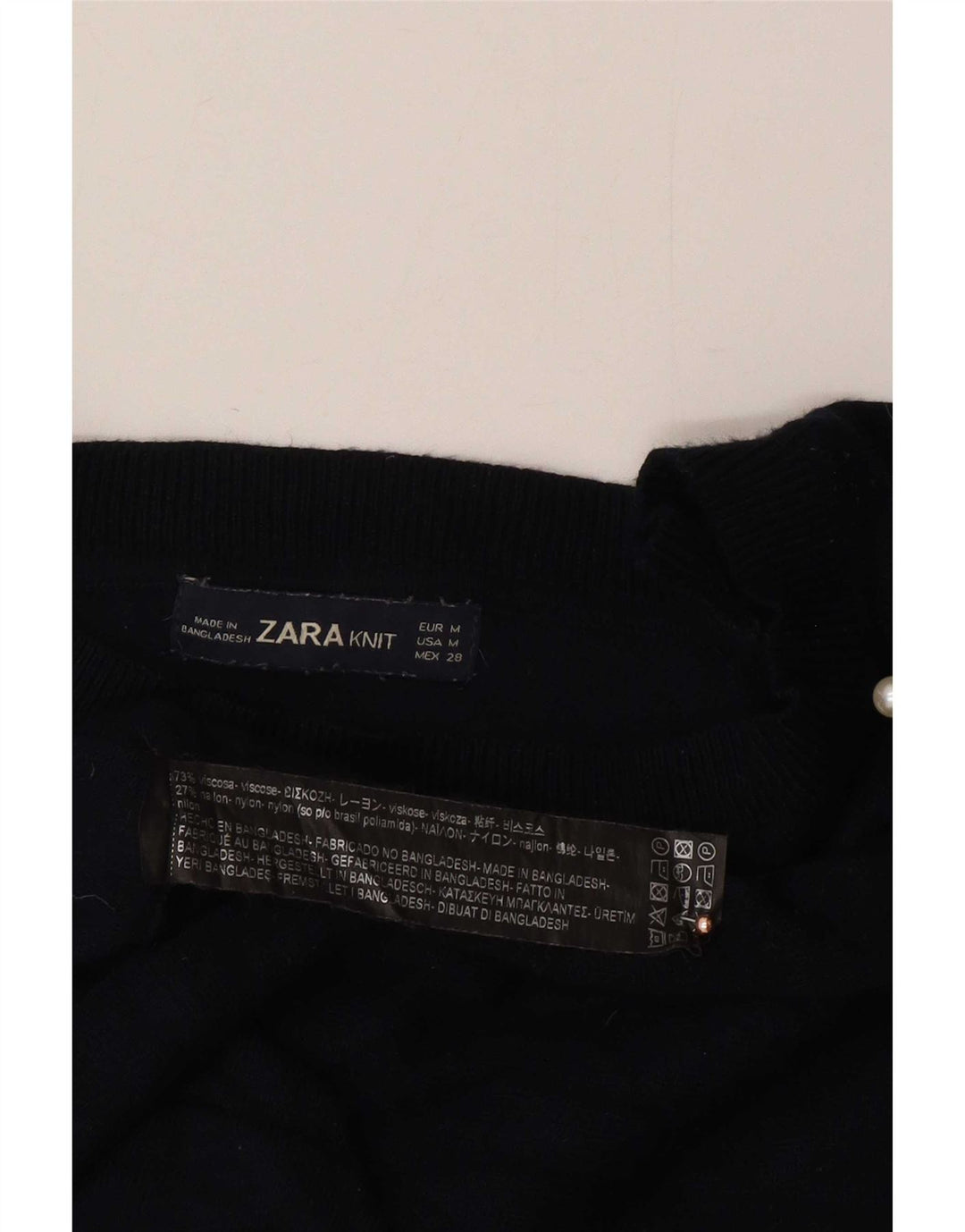Zara Womens Boat Neck Jumper Sweater UK 14 Medium Navy Blue Spotted