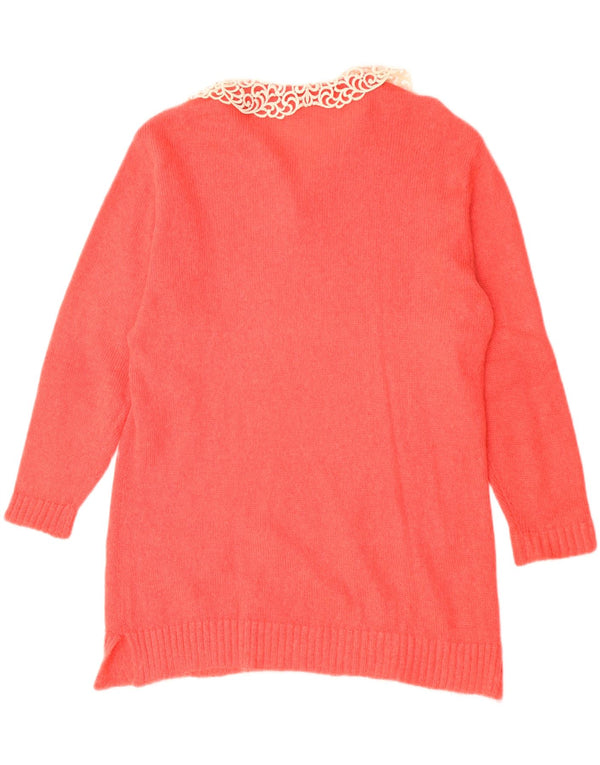 Vintage Womens Longline Polo Neck Jumper Sweater UK 14 Large Red